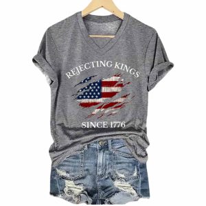 Rejecting Kings Since 1776 V-Neck T-Shirt 3 Rejecting Kings Since 1776 V Neck T Shirt
