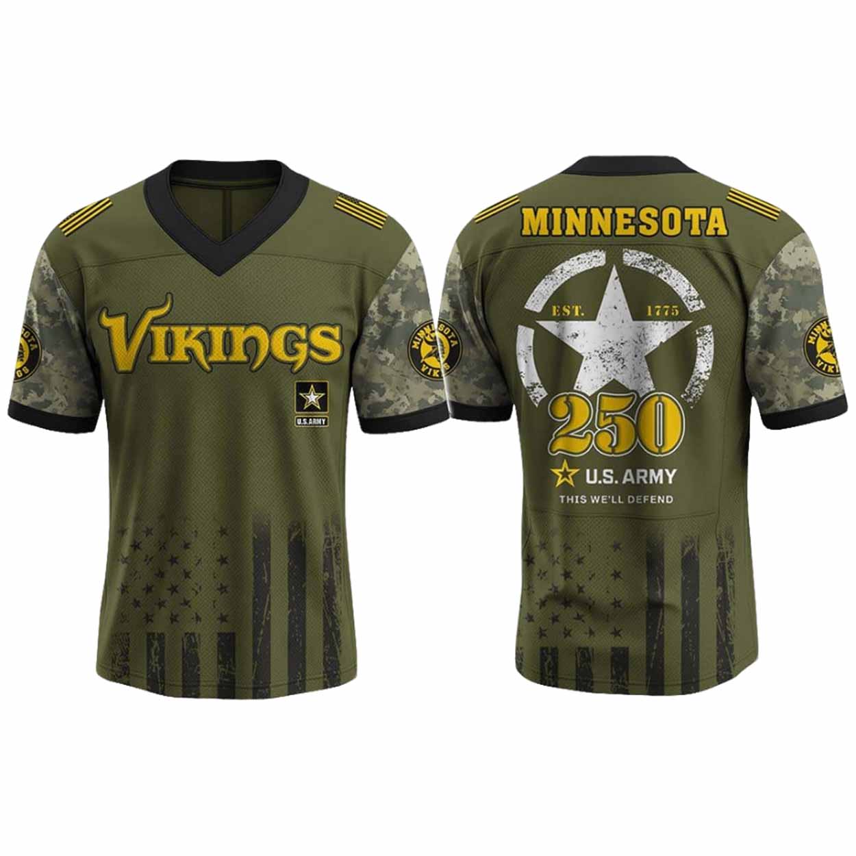 Vikings US ARMY 250th Birthday Celebration 2025 Jersey Vikings US ARMY 250th Birthday Celebration 2025 Jersey