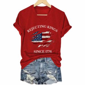 Rejecting Kings Since 1776 V-Neck T-Shirt 1 Rejecting Kings Since 1776 V Neck T Shirt