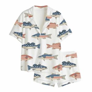 Patriotic Bass Fishing 4th Of July American Flag Independence Day Pajama Set 1 Patriotic Bass Fishing 4th Of July American Flag Independence Day Pajama Set