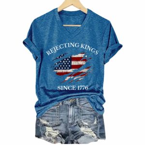 Rejecting Kings Since 1776 V-Neck T-Shirt 2 Rejecting Kings Since 1776 V Neck T Shirt