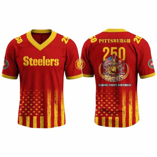 2025 Steelers 250th Marine Corps Birthday Football Jersey
