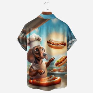 Dachshund Chef Chest Pocket Hawaiian Shirt 1 Dachshund Chef Chest Pocket Hawaiian Shirt