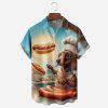 Dachshund Chef Chest Pocket Hawaiian Shirt
