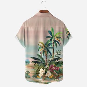 Palm Tree Chest Pocket Hawaiian Shirt 1 Palm Tree Chest Pocket Hawaiian Shirt