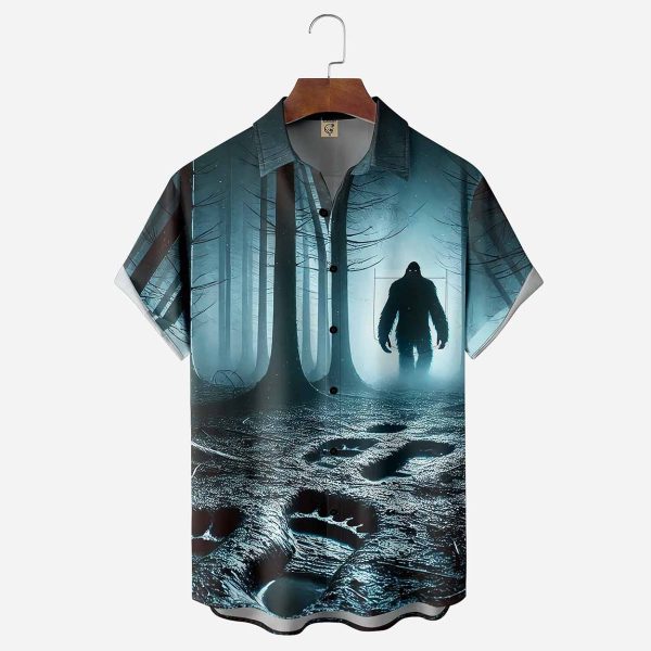 Forest Bigfoot Footprints Chest Hawaiian Shirt