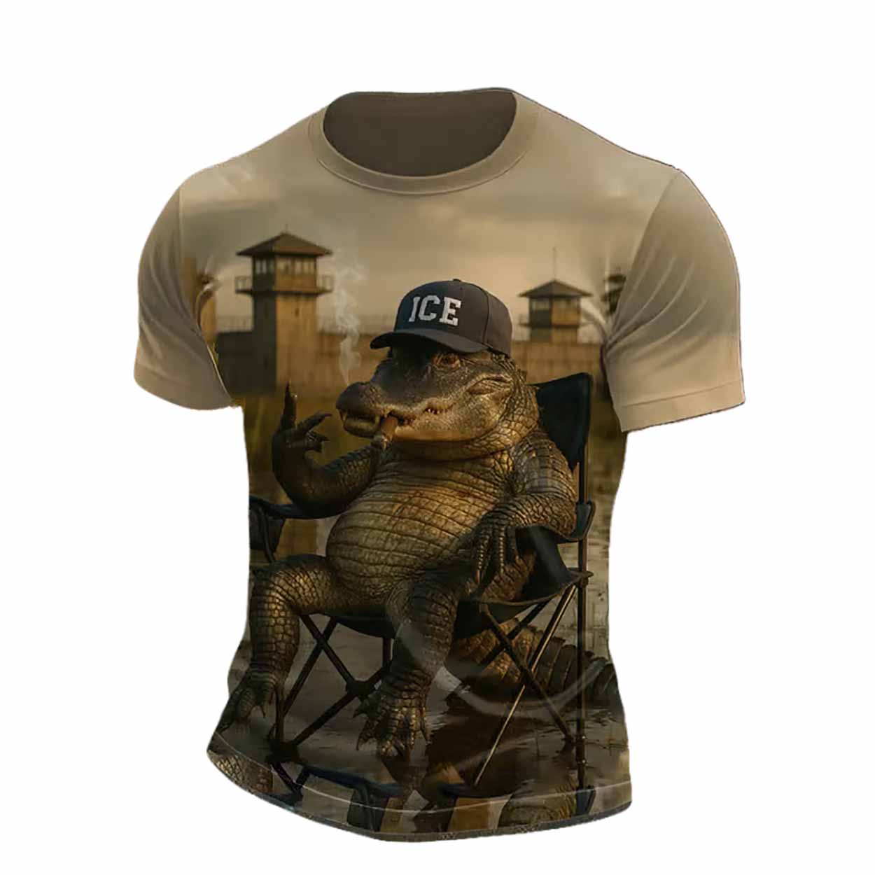 Men's Casual Florida Gator Alcatraz Print Crew Neck T Shirt Men's Casual Florida Gator Alcatraz Print Crew Neck T-Shirt