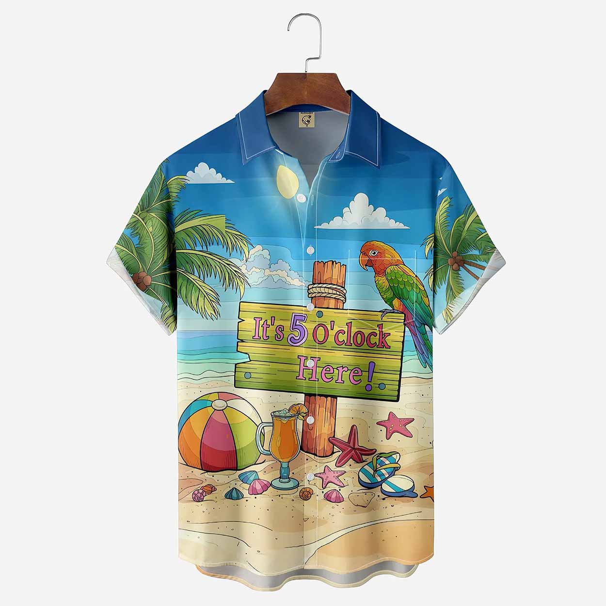 Palm Tree Parrots Its 5 O'clock Here Chest Hawaiian Shirt Palm Tree Parrots Its 5 O'clock Here Chest Hawaiian Shirt