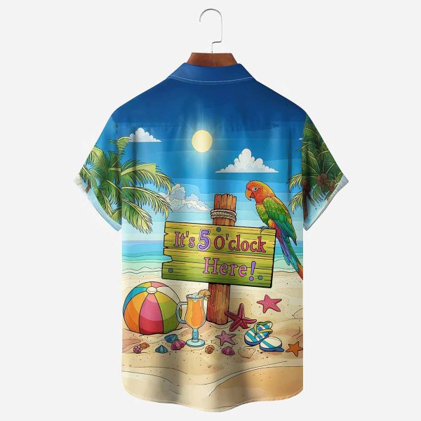 Palm Tree Parrots Its 5 O’clock Here Chest Hawaiian Shirt