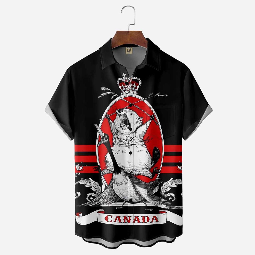 Riding Canada Goose Beaver Chest Hawaiian Shirt - Amoralia