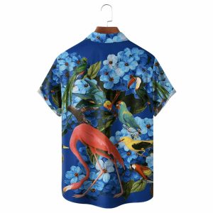 Vintage Retired Flamingo Parrot Toucan Chest Pocket Hawaiian Shirt 1 Vintage Retired Flamingo Parrot Toucan Chest Pocket Hawaiian Shirt