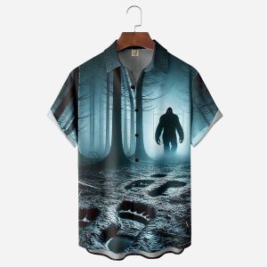 Forest Bigfoot Footprints Chest Hawaiian Shirt