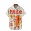 Vintage Hot Dog Poster Chest Pocket Hawaiian Shirt