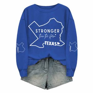 Women's Texas Strong Print Round Neck Sweatshirt