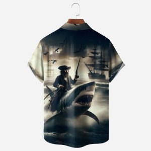 Shark Pirate Ocean Chest Hawaiian Shirt